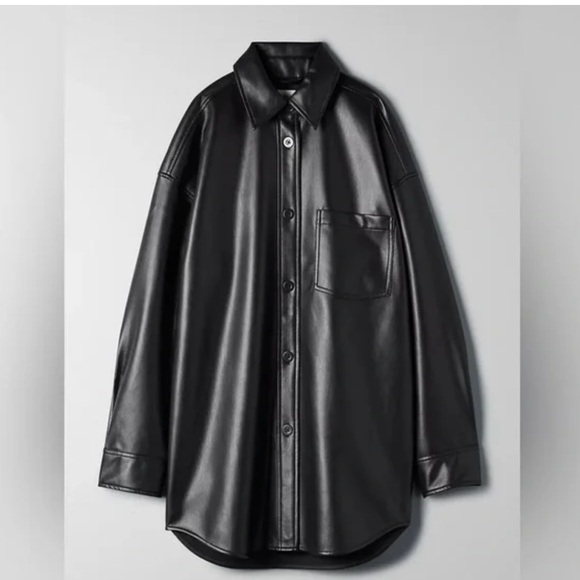 Aritzia Babaton Pelli Faux Leather Shirt Jacket Black XXS - Picture 4 of 15